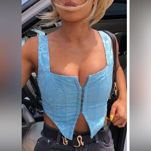 Princess Polly blue cropped top